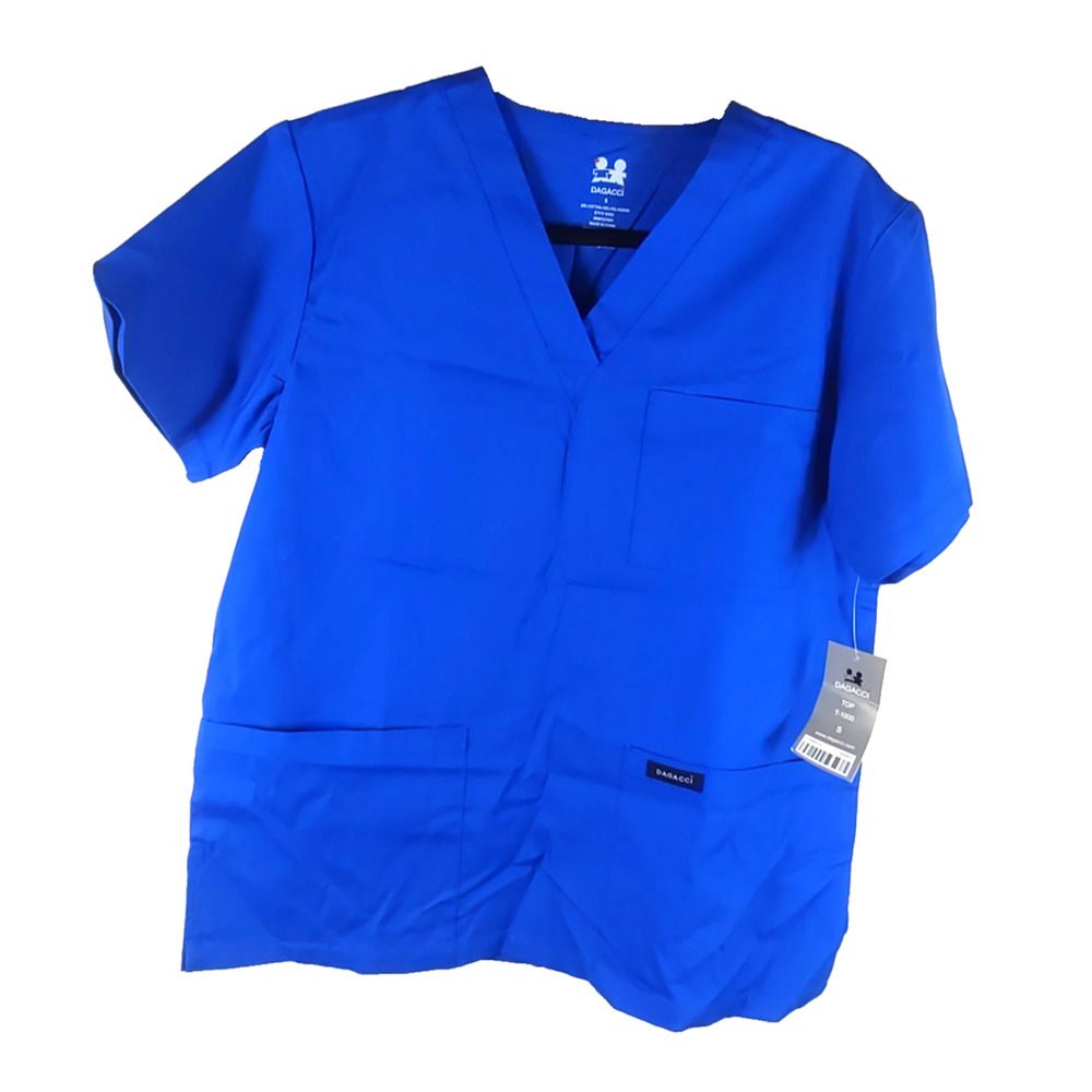 Dagacci Women's Scrub Top Size Small Blue Cotton Blend Medical New